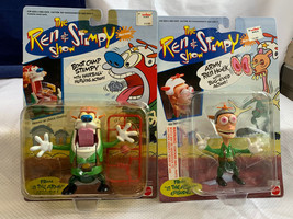 1993 Mattel Ren & Stimpy Show Army Ren Hoek & Boot Camp Stimpy In Blisters - $39.55