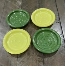 Anchor Hocking Green &amp; Olive Coasters Set Of 4 Milk Glass Lime Vintage - $29.69