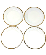 Fire King Swirl Lunch Plates VTG 7.5&quot; White w/Gold Trim Anchor Hocking S... - £23.97 GBP