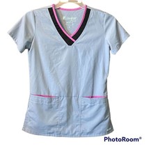 Greys Anatomy Scrub Top XS Womens Pocket Modern Fit Mock Wrap Soft Comfort - £15.84 GBP