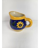 Ceramic Creamer Made in Mexico Yellow Flower Hand Painted Floral - £10.22 GBP
