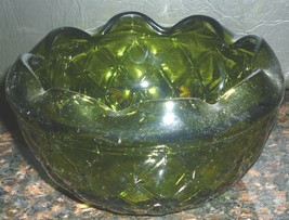 Gorgeous Vintage Indiana Avocado Green Glass Quilted Diamond Pattern - £9.45 GBP
