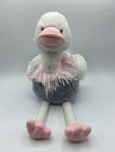 Lambs And Ivy Ostrich Plush Baby Stuffed Animal Grey Pink White Soft Spring 12” - $14.30