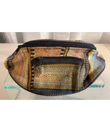 Coarse Canvas Type Ladies Fanny Pack Multi Color Tan and Blue/Green - $14.92 CAD