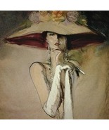Vntg Tapestry &quot;White Gloves&quot; by Richard Ely 1988 Woman Elegance Floral R... - $134.60
