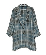 Davi &amp; Dani Women&#39;s Blue White Plaid Two Button Coat 10% Wool Size 1XL - $32.73