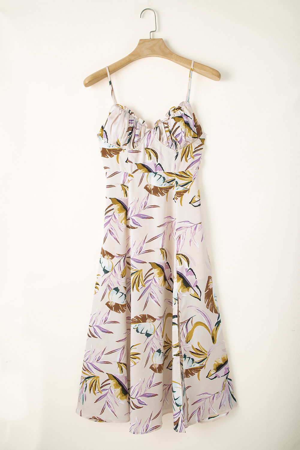 Apricot Tropical Print Spaghetti Straps Cupped Dress Item image 4
