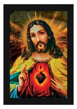 Jesus Christ Painting Framed, 18 X 23.5 inches, Synthetic Wood, Multicolour, Set - £45.81 GBP
