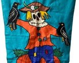 Scarecrow Crow and Pumpkin Polyester Sewn Flag 28 in by 40 in - $15.08