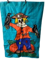 Scarecrow Crow and Pumpkin Polyester Sewn Flag 28 in by 40 in - £11.79 GBP