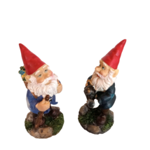 Gnomes Miniatures Figurines Flowers Water Can 3 1/4 Summer Garden Deco set of 2 - £12.46 GBP
