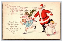 Children Playing With Santa Claus in Blindfold Jolly Christmas DB Postcard R10 - £3.07 GBP
