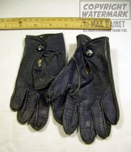 Boys NAVY BLUE Leather Gloves * Antique Vintage WEAR RIGHT 6&quot;  sz2 * child dolls - £31.18 GBP
