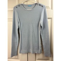 J McLaughlin Baby Blue Ribbed Lightweight Long Sleeve Sweater Button Detail EUC - £23.44 GBP