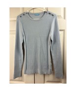 J McLaughlin Baby Blue Ribbed Lightweight Long Sleeve Sweater Button Det... - £23.10 GBP