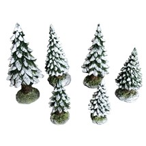 Dept 56 Christmas Village Pine Trees Lot of 6 Dollhouse Miniature Accessories - £70.70 GBP