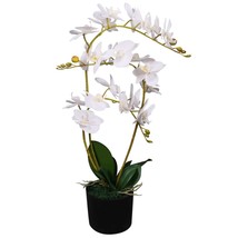 Artificial Orchid Plant with Pot 65 cm White - £22.84 GBP
