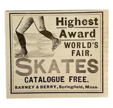 Barney &amp; Berry Ice Skates Worlds Fair 1894 Advertisement Victorian 4 ADBN1yy - £7.86 GBP