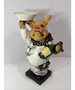 Vintage Decorative Pig French Bistro Chef Statue Resin Wine Bottle Borde... - $60.91 CAD