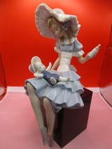Lladro Figurine &quot;Feeding The Doll&quot; On Wooden Base 11 1/2&quot; - £277.64 GBP