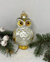 Owl silver and gold glass Christmas handmade ornament,Christmas glass decoration - £11.16 GBP