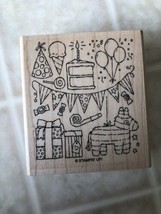 Stampin&#39; Up! Packed for Birthday Rubber Stamp Unused Pinata Cake Banner Balloons - £9.34 GBP