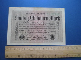 K. Germany Banknote Reichsbanknote 50 Millionen Mark 1923 MM-16 # 022692 - £9.56 GBP