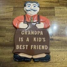 Vintage Plaster Grandfather Grandpa Dad Wall Plaques Hanging Fathers Day Kid - £9.58 GBP