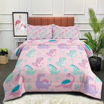 Kids Bedding Sets For Girls Boys Pink Dinosaur Comforter Full Size Cute ... - £32.12 GBP