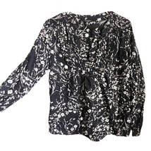 LUCKY BRAND Black Floral Peasant Boho Top - Sz Small - £12.70 GBP