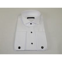 Men's Tuxedo Shirt MARCUZZI Turkey 100% Soft Cotton French Cuffs Marc1 White image 3