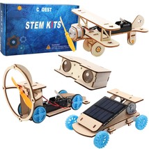 Diy Wooden Science Experiment Model Kit Solar Power Car,Electric Motor Biplane G - £26.88 GBP