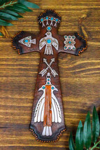 Rustic Aztec Mayan Indian Silver Bird Crossed Arrows Turquoise Stones Wa... - £20.53 GBP