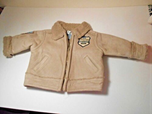 Boyz Wear By Nannette Suede Infant Zip Up Coat 12 mos Fur lined Winter - $13.85