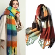Thick Women Winter Scarves Oversized Warm 2.6M Length Plaid Pattern Female Scarf - £20.00 GBP
