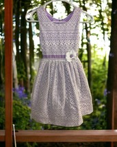 Jona Michelle Girl&#39;s Easter Spring Summer Dress Lavender White Lace SIZE 8 - $17.77
