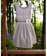 Jona Michelle Girl&#39;s Easter Spring Summer Dress Lavender White Lace SIZE 8 - $17.77