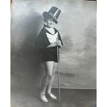 Vintage B&amp;W Photo Little Girls Dance Costume Top Hat Carol Wagoner 1936 ... - $23.76