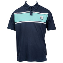 Pabst Blue Ribbon Beer Logo Stripes Polo Shirt Blue - $71.98