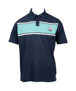 Pabst Blue Ribbon Beer Logo Stripes Polo Shirt Blue - £56.60 GBP