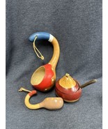 Lot Of Hand Painted Decorative Gourd Long Neck Dippers. Covered Dish &amp; S... - $15.84