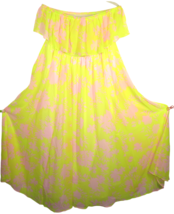Torrid Plus Size 5X Yellow Floral Smocked Flowy Chiffon Strapless Maxi Dress - £39.90 GBP