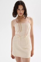 UO Faye Lace-Up Corset Mini Dress Ivory Pink NWT Sheer Club Party Sz Medium - £19.21 GBP