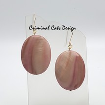 Mother of Pearl Earrings in Mauve with Bronze Hooks, Hand Made  image 4