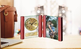 Engrave Shelf Desk Clock Personalize 4x6 Photo Picture Table Custom Gift Present - £68.51 GBP