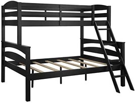 Black Dorel Living Brady Solid Wood Bunk Beds, Twin Over Full, With Ladder And - £309.34 GBP