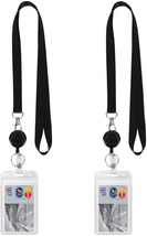 YOUOWO Lanyard Black Retractable Badge Reel with Badge Reel Clip for Id Card Bad - £8.97 GBP