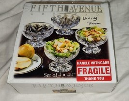 NIB NEW Fifth Avenue Portico Crystal 4.5 Inch Footed Bowls USA Made With Box - £29.56 GBP