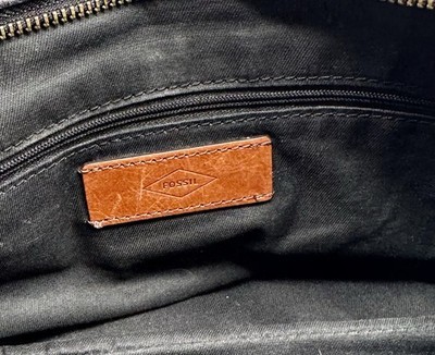 Fossil Harper Crossbody Bag Black Cow Hide Leather Large Flap Brass Key Saddle Item image 12