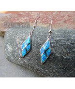Blue Lab Opal Sterling Silver Earrings: Tarnish Free - $973.83 MXN